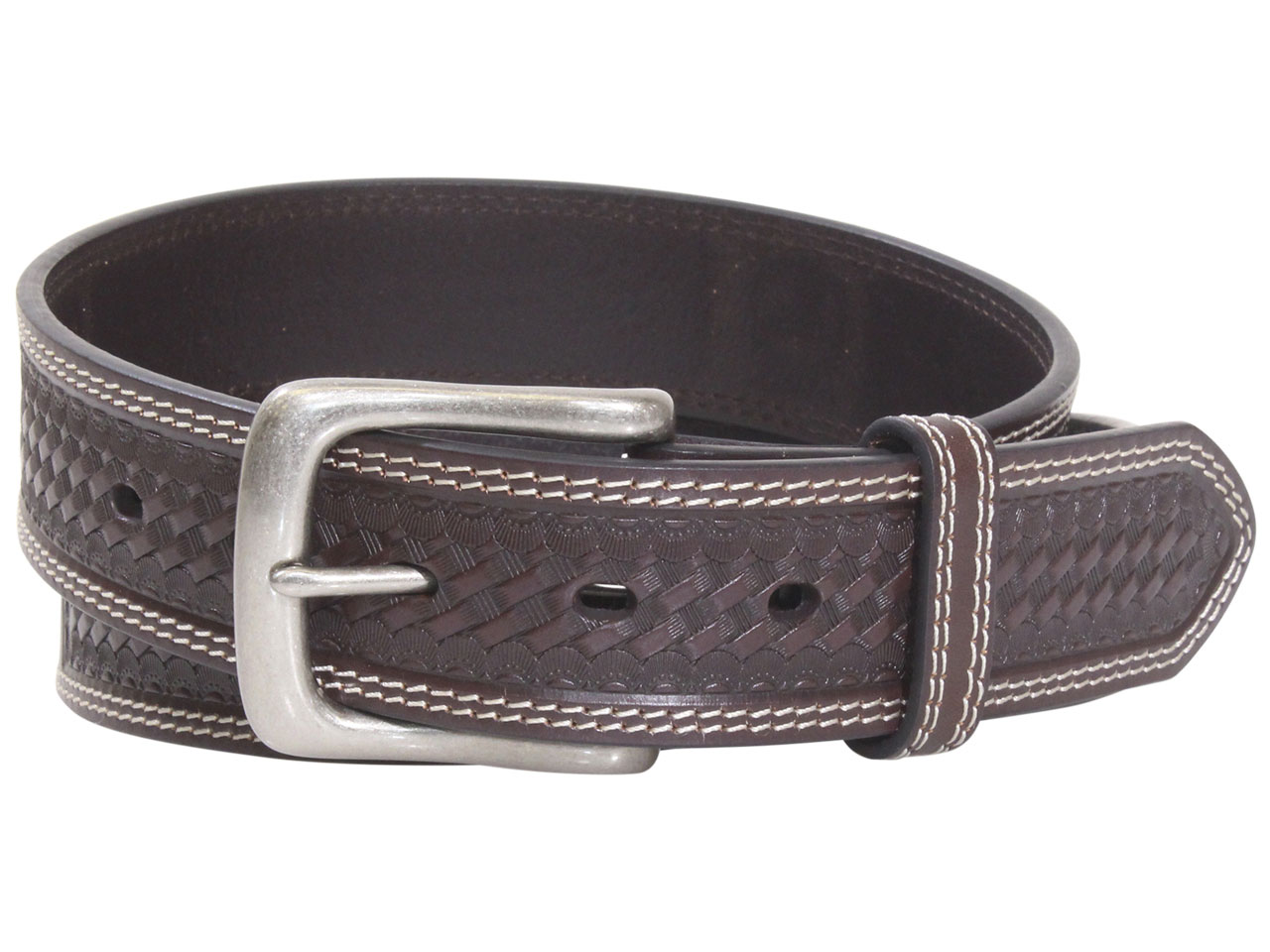 John Deere Men's Belt Bridle Leather Basket Weave Chocolate Sz. 40 ...