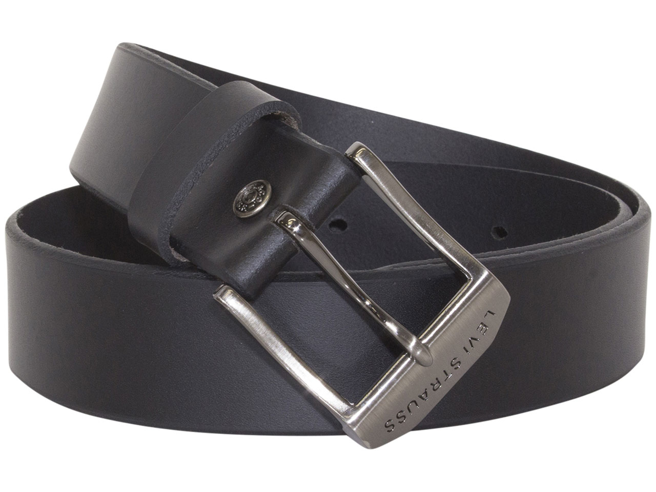 Levi's Leather Men's Belt with Plaque Buckle - Black