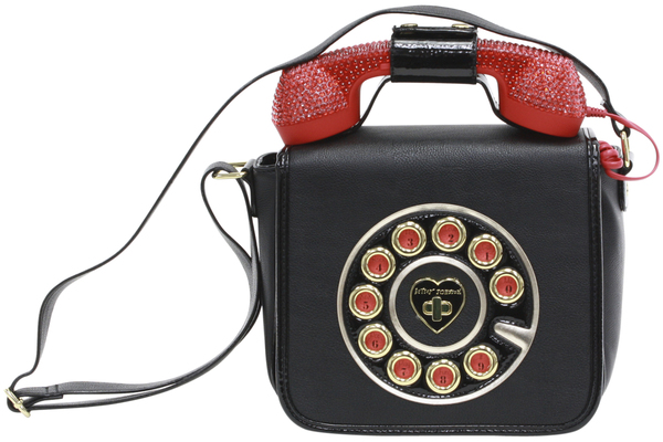  Betsey Johnson Women's Kitsch Call Me Rhinestone Phone Crossbody Handbag 