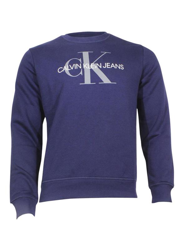 Calvin Klein Men's Monogram Logo Crew Neck Sweatshirt (Peacoat, Medium) :  : Fashion