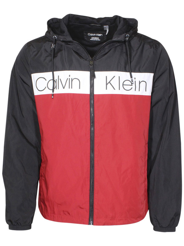  Calvin Klein Water Resistant Hooded Jacket Men's Zip Front 