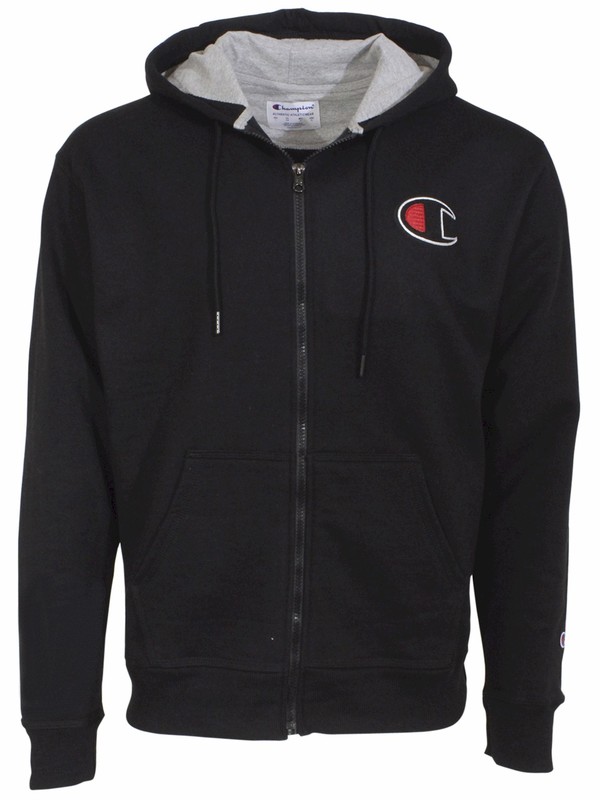  Champion Powerblend Chainstitch Hoodie Men's Zip Front Hooded Sweatshirt Shirt 