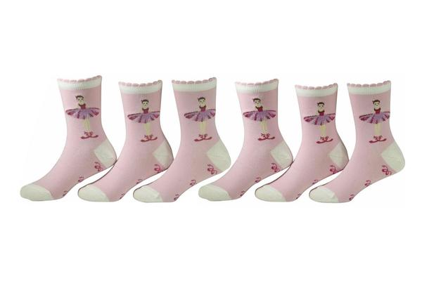  Country Kids Girl's 6-Pairs Ballerina Crew Socks 