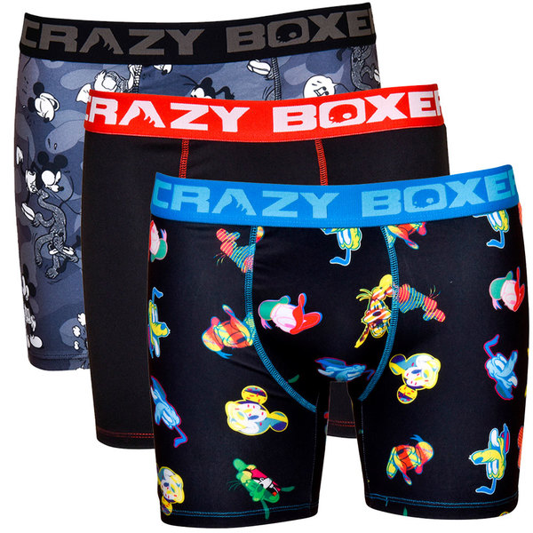 CrazyBoxer Men's Disney Classic Underwear Black 3-Pairs Boxer