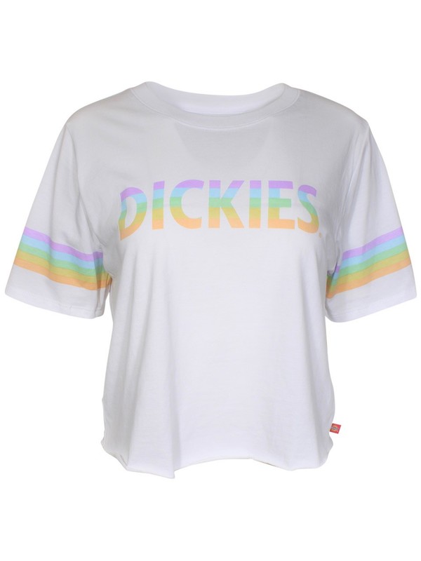  Dickies Girl Pastel Stripe T-Shirt Juniors/Women's Short Sleeve Cropped 