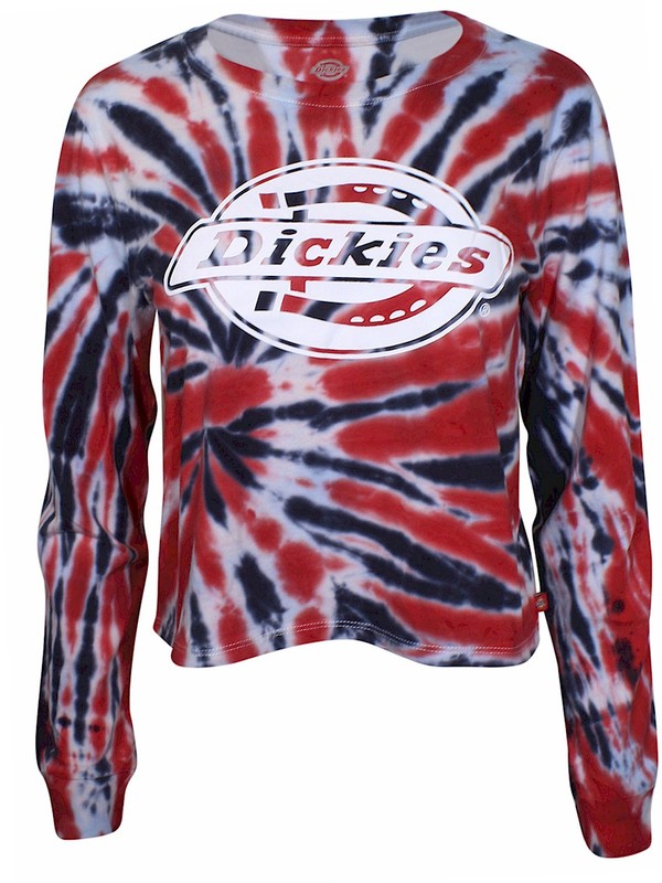  Dickies Girl Tie-Dye T-Shirt Juniors/Women's Long Sleeve Cropped 