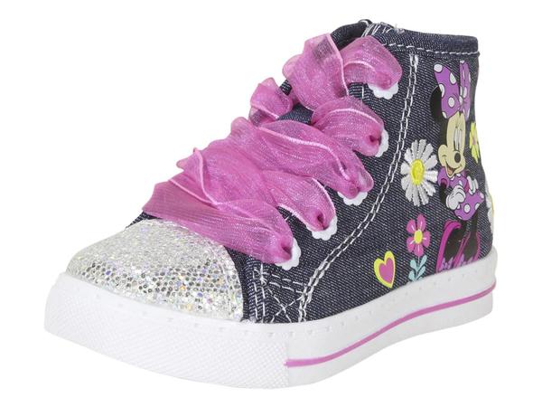  Disney Junior Toddler/Little Girl's Minnie Mouse Glitter High Top Sneakers Shoes 