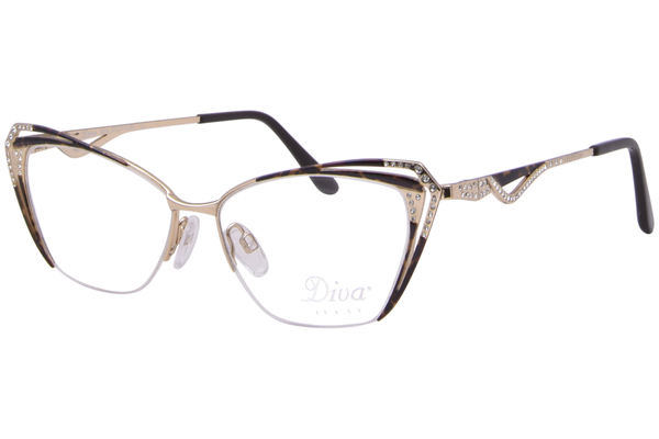  Diva 5555 Eyeglasses Women's Semi Rim Cat Eye 