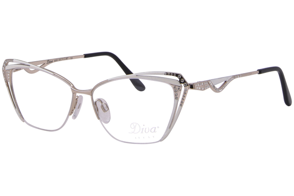 Diva 5555 Eyeglasses Women's Semi Rim Cat Eye