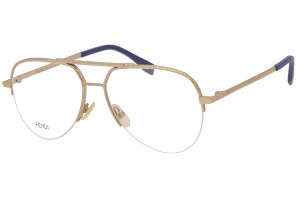  Fendi M0036 Eyeglasses Men's Semi Rim Pilot Optical Frame 