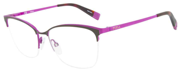 Furla VFU184 Eyeglasses Women's Semi Rim Cat Eye