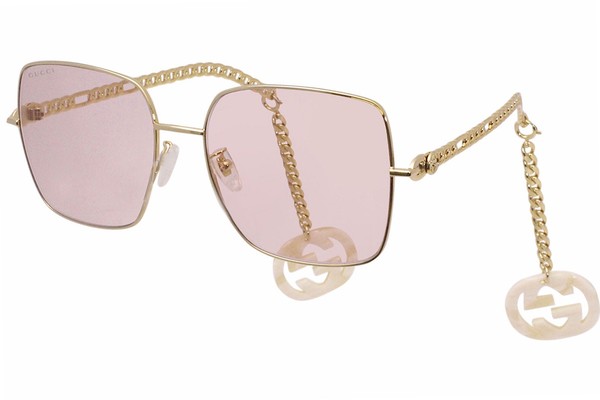  Gucci GG0724S Sunglasses Women's Fashion Square Removable Heart Chain Earrings 