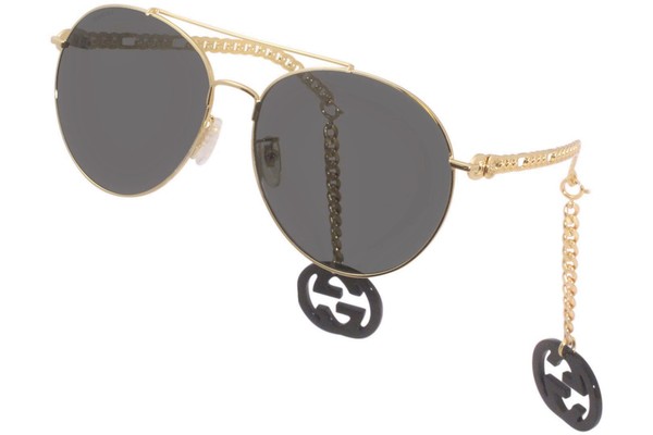 Gucci GG0725S Sunglasses Women's Fashion Pilot Removable Heart Chain Earrings