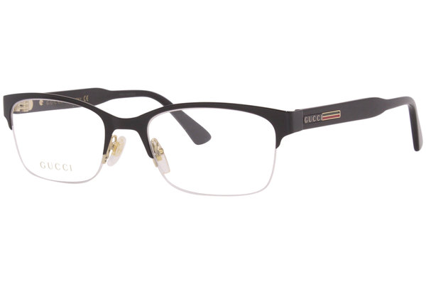  Gucci GG0828O Eyeglasses Men's Semi Rim Rectangular Optical Frame 