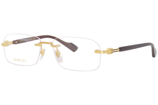  Gucci GG1221O Eyeglasses Men's Rimless Rectangle Shape 