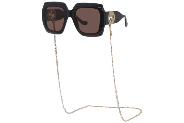  Gucci GG1022S Sunglasses Women's Chain Interlocking GG Logo Necklace Square 