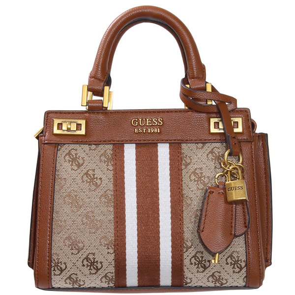 Buy GUESS Izzy Status Zipper Closure PU Casual Women's Satchel Handbag  (STONE, MEDIUM) at Amazon.in