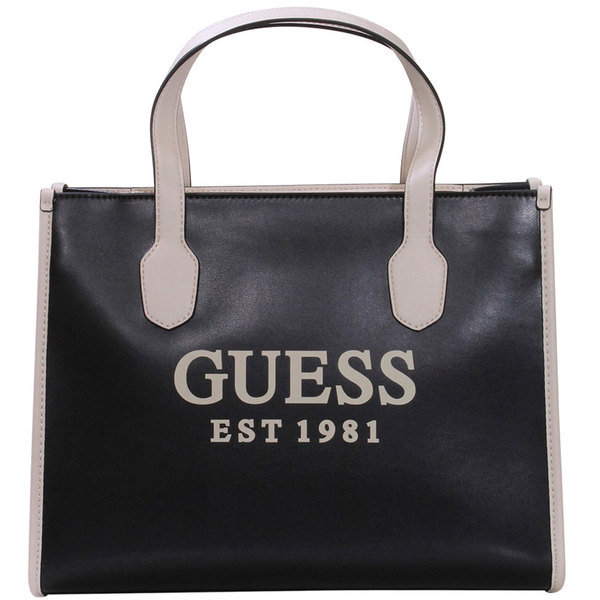 Guess Silvana Compartment Oversized Logo Tote Bag - Black Logo