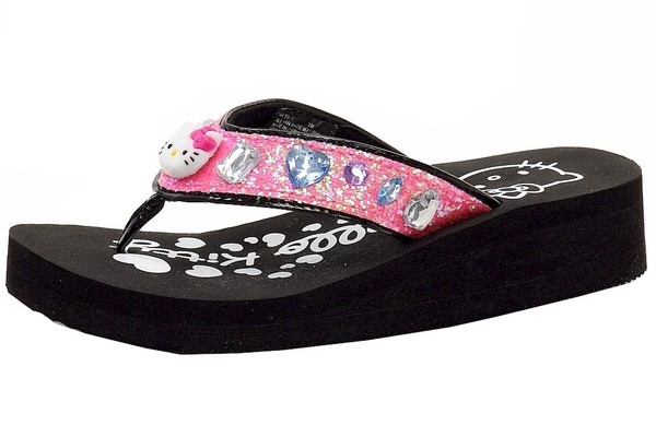  Hello Kitty Girl's HK Tilly Fashion Wedge Flip-Flops Sandals Shoes 