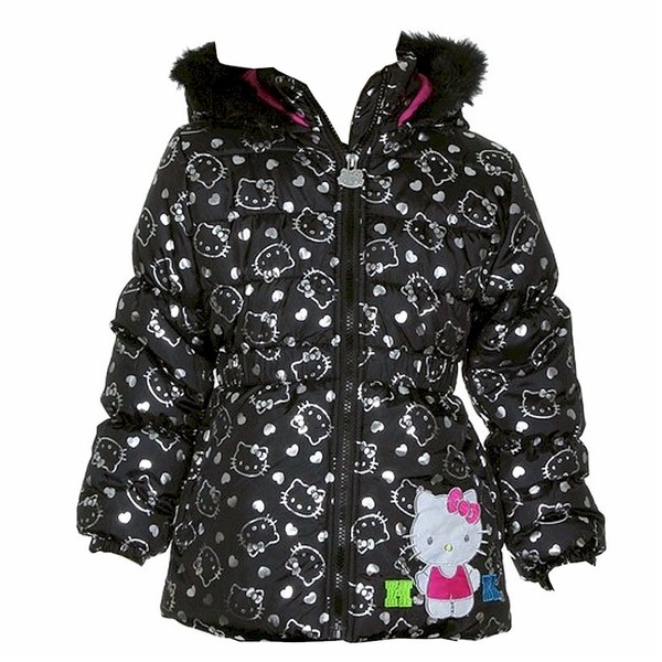  Hello Kitty Girl's HK035 Fleece Lined Hooded Winter Jacket 