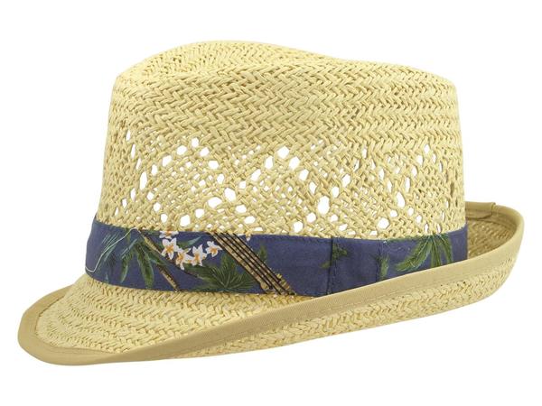  Henschel Men's Hawaiian Trim Straw Fedora Hat 