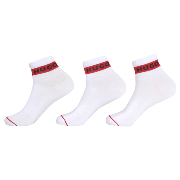 Hugo Boss Men's 3-Pairs Ankle Socks Ribbed Cuff-Logo