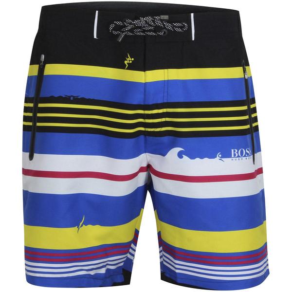  Hugo Boss Men's Cavefish Quick Dry Striped Trunks Shorts Swimwear 