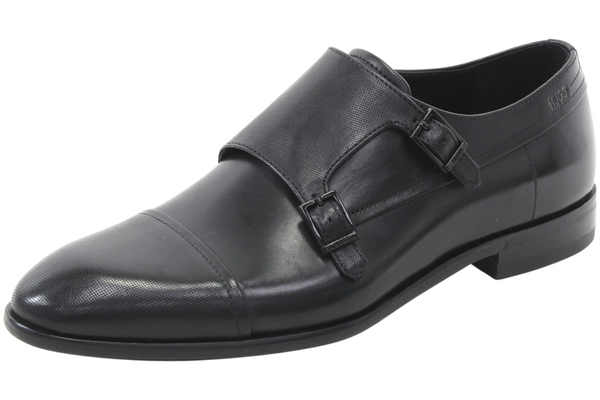  Hugo Boss Men's Dressapp Leather Double Monk Strap Loafers Shoes 