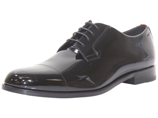  Hugo Boss Men's Ruston Derby Shoes Patent-Leather Tuxedo Oxfords Cap Toe 