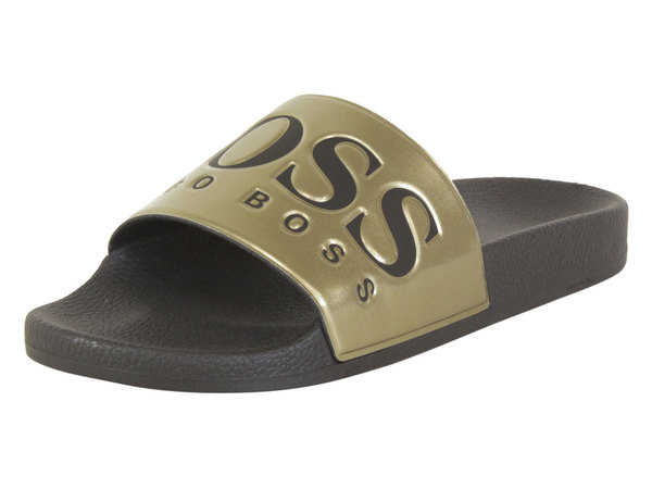  Hugo Boss Men's Solar Metallic Slides Sandals Shoes 