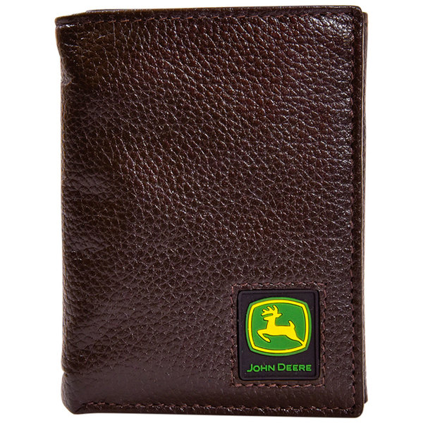 John Deere Men's Access Wallet Trifold Pebble Grain Logo Patch