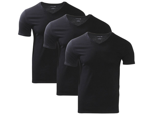  Lacoste Men's 3-Pack T-Shirt V-Neck Slim Fit Short Sleeve 