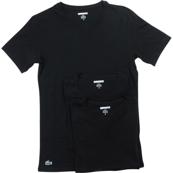  Lacoste Men's 3-Pc Essentials Cotton V-Neck Short Sleeve T-Shirt 
