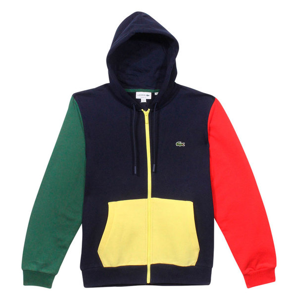  Lacoste Men's Sweatshirt Color-Block Hooded Full Zip Up 