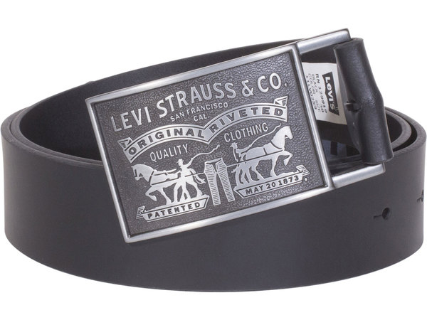  Levi's Men's Genuine Bridle Leather Belt Plaque Buckle Snap Closure 