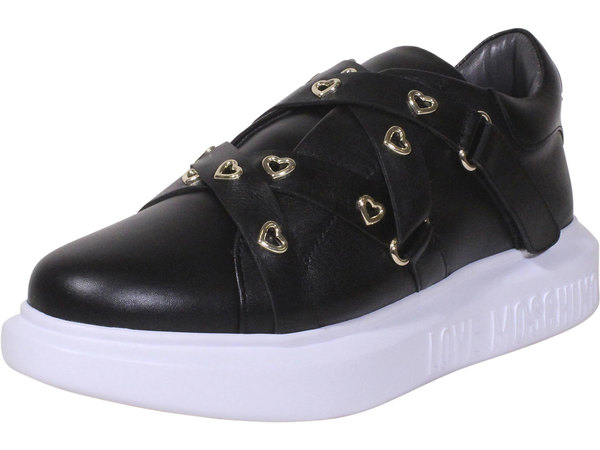  Love Moschino Women's Calfskin Heart Eyelets Sneakers 