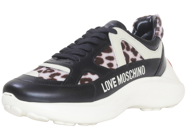 Love Moschino Women's Faux Fur Lace-Up Sneaker Shoes