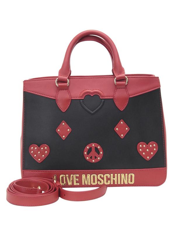  Love Moschino Women's Heart & Peace Patch Satchel Handbag 