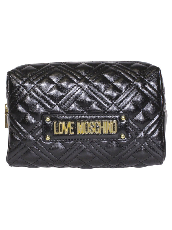  Love Moschino Women's Logo Plate Clutch Handbag Quilted 