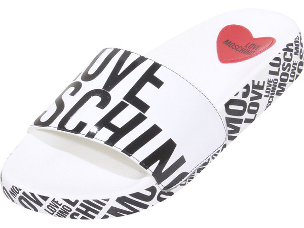  Love Moschino Women's Slides Sandals Allover Logo Print Shoes 