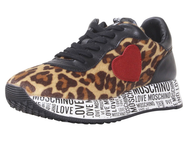  Love Moschino Women's Sneakers Lace Up Logo Soles 