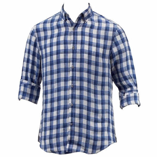  Nautica Men's Long Sleeve Heirloom Plaid Linen Button Down Shirt 