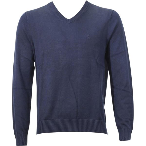  Nautica Men's Solid Classic V-Neck Long Sleeve Sweater Shirt 