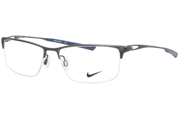 Nike 6064 Eyeglasses Men's Semi Rim Rectangle Shape