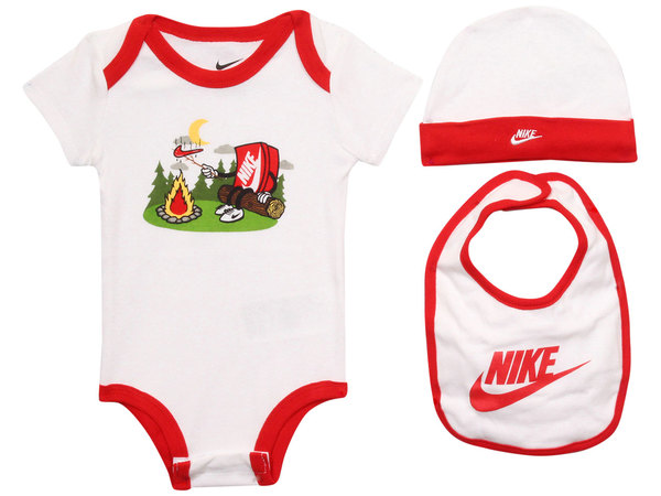  Nike Infant Boy's Campfire Swoosh Bodysuit/Hat/Bib 3-Piece Set 