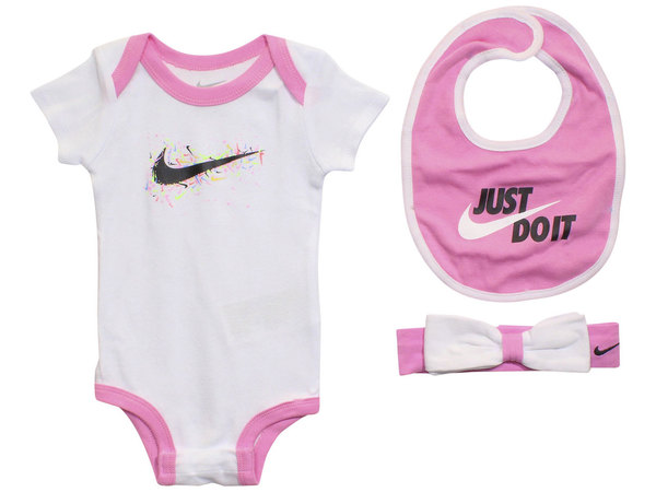  Nike Infant Girl's 3-Piece Set Bodysuit/Headband/Bib JDI 