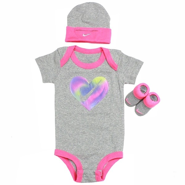  Nike Infant Girl's Heart Swoosh 3-Piece Set (Hat, OneZ & Booties) 