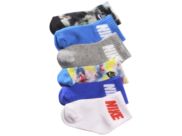 Nike Infant/Toddler Boy's 6-Pair Pack Ankle Socks Lightweight DIY Dye