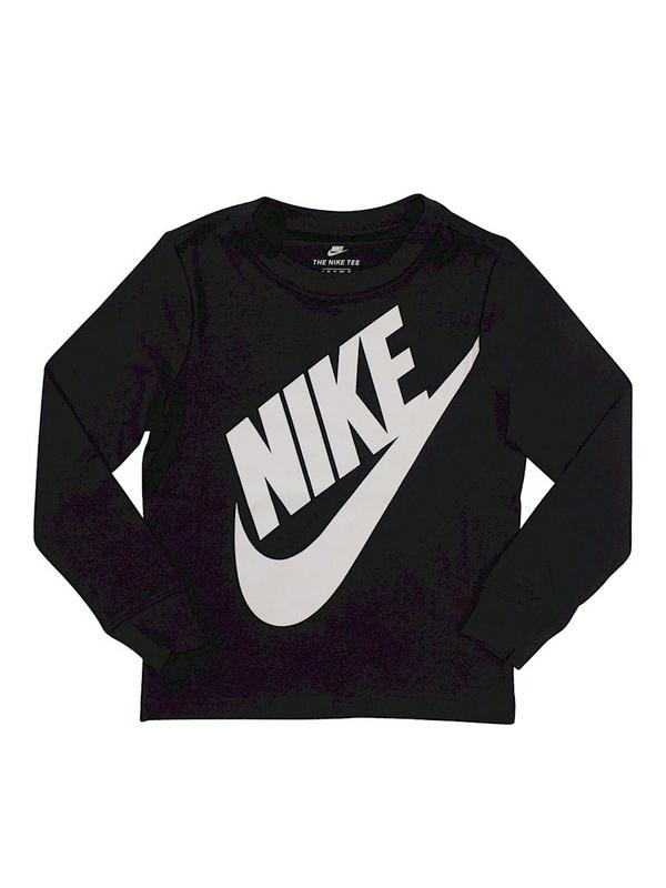  Nike Little Boy's Jumbo Futura Logo Long Sleeve Crew Neck Cotton T-Shirt 