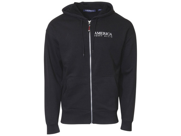 Perry Ellis America Men's Sweatshirt Logo Hoodie Fleece Zip-Up